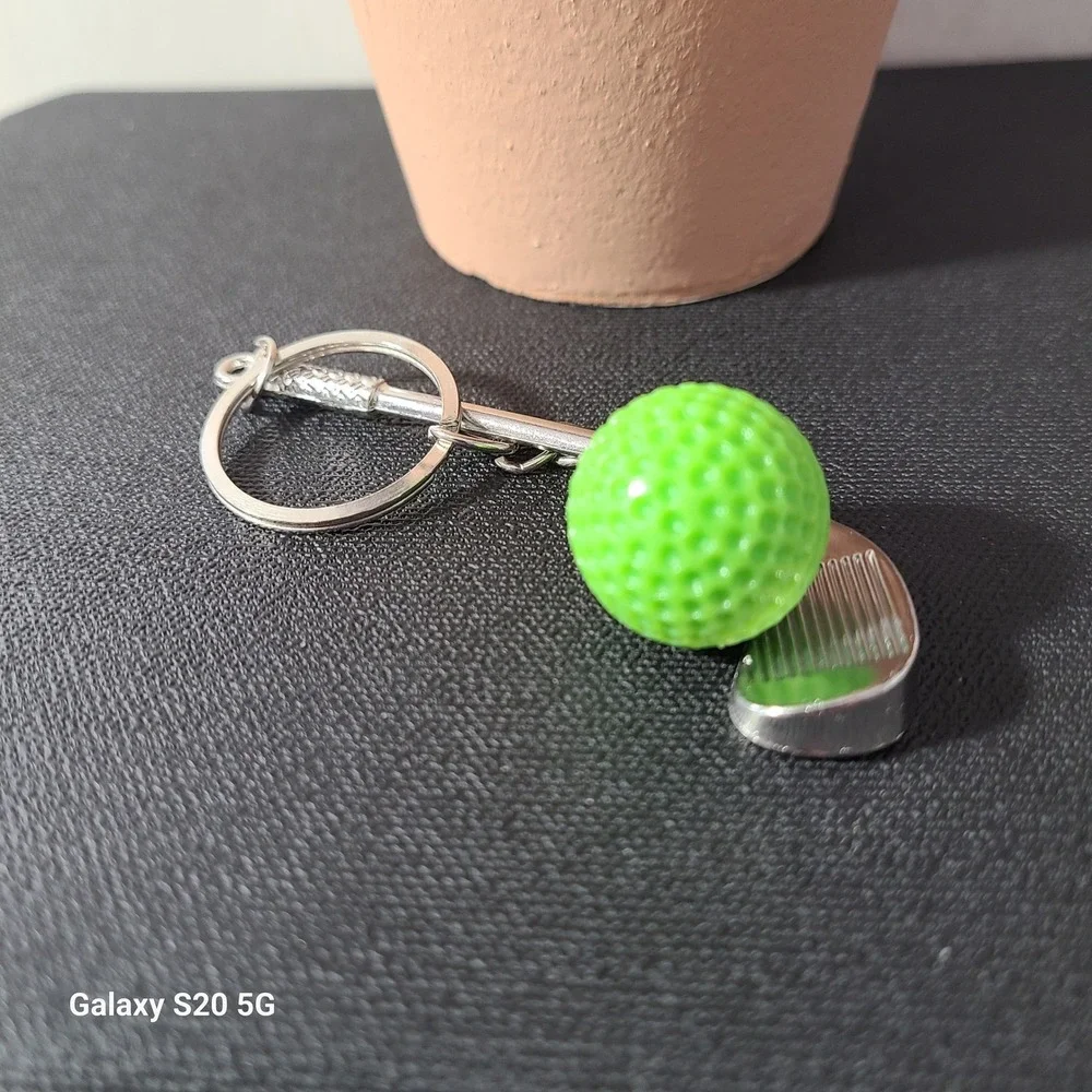 Golf Ball and Club Keychain, Sports Fan Gift, Bag Charm, Golfer Keyring‎ NWOT